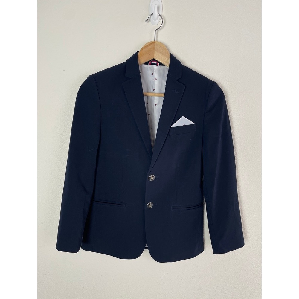 Tommy Hilfiger Boys 10 Navy Blue Blazer Jacket Crest Buttons